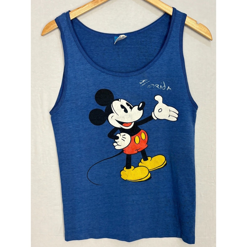 Mickey Mouse Florida Tank Top Shirt Mens Blue Graphic Sleeveless Vintage‎ Disney